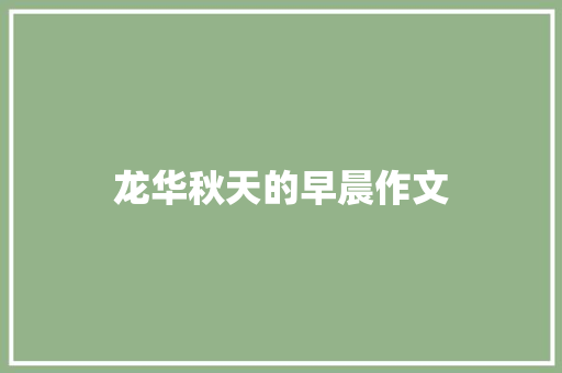 龙华秋天的早晨作文