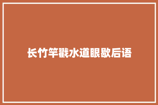 长竹竿戳水道眼歇后语 知识百科