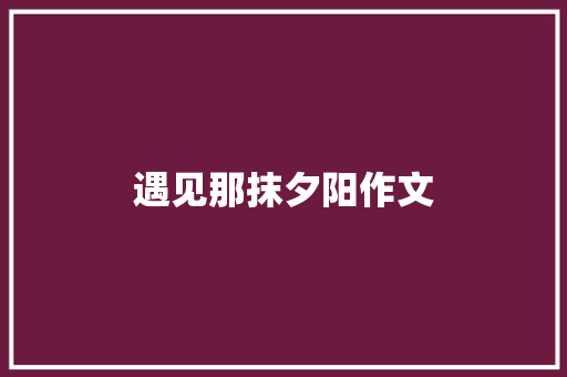 遇见那抹夕阳作文