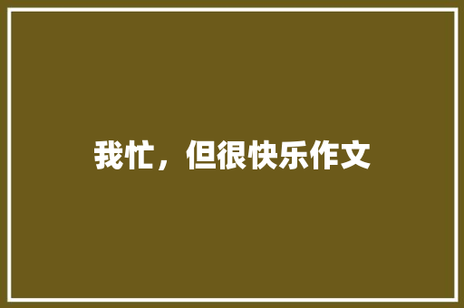 我忙，但很快乐作文
