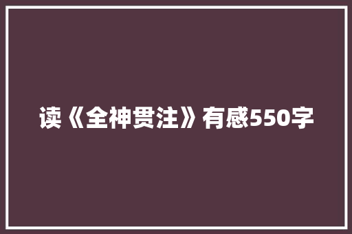 读《全神贯注》有感550字