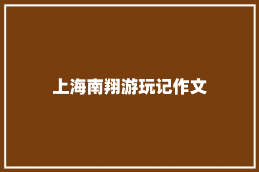 上海南翔游玩记作文