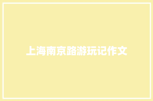 上海南京路游玩记作文