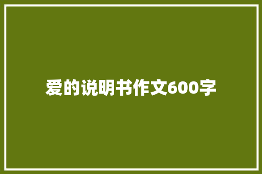 爱的说明书作文600字