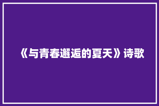 《与青春邂逅的夏天》诗歌