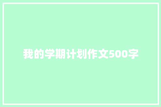 我的学期计划作文500字