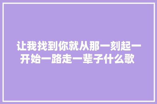 让我找到你就从那一刻起一开始一路走一辈子什么歌 我要找到你歌词