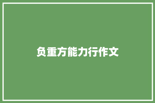 负重方能力行作文