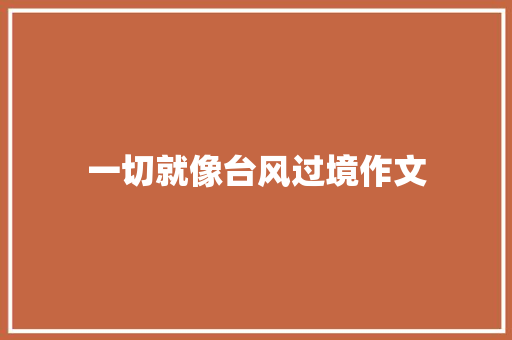 一切就像台风过境作文