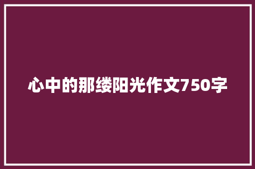 心中的那缕阳光作文750字