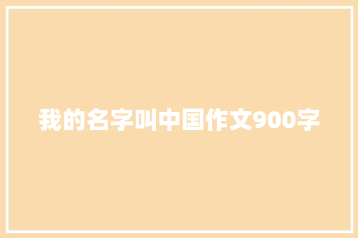 我的名字叫中国作文900字