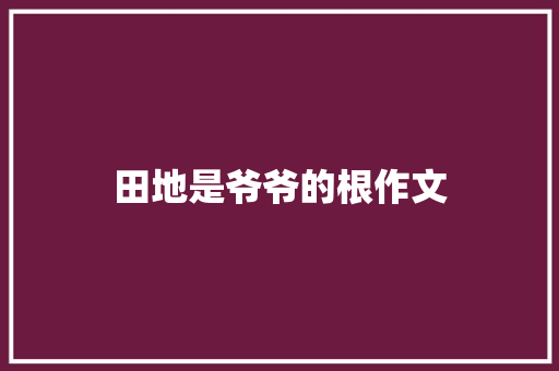 田地是爷爷的根作文