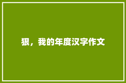 狠，我的年度汉字作文