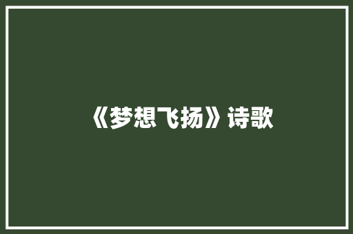 《梦想飞扬》诗歌