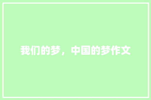 我们的梦，中国的梦作文