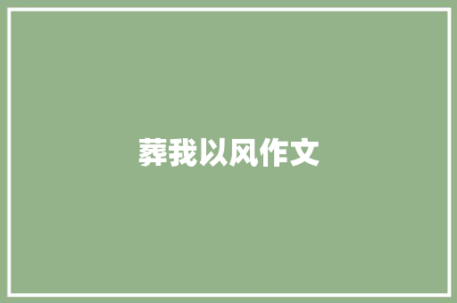 葬我以风作文