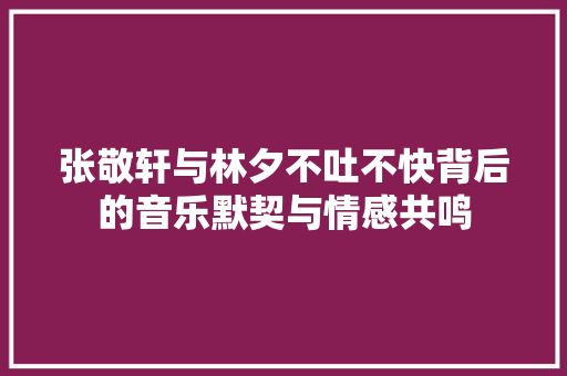 张敬轩与林夕不吐不快背后的音乐默契与情感共鸣 休闲娱乐
