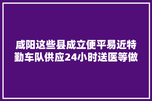 咸阳这些县成立便平易近特勤车队供应24小时送医等做事