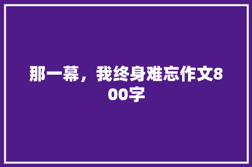 那一幕，我终身难忘作文800字