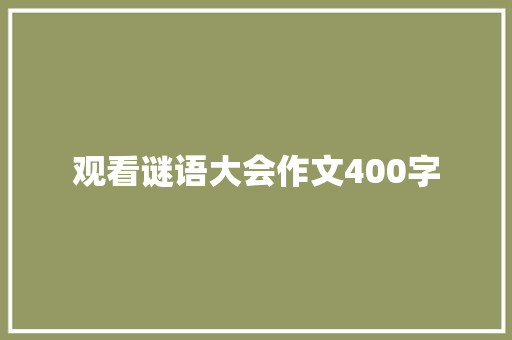 观看谜语大会作文400字