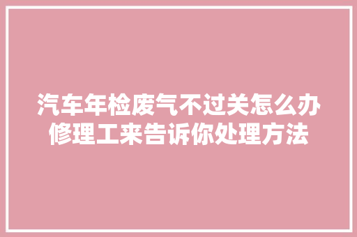 汽车年检废气不过关怎么办修理工来告诉你处理方法