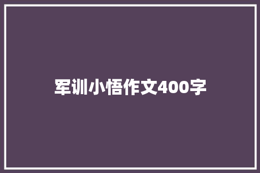 军训小悟作文400字