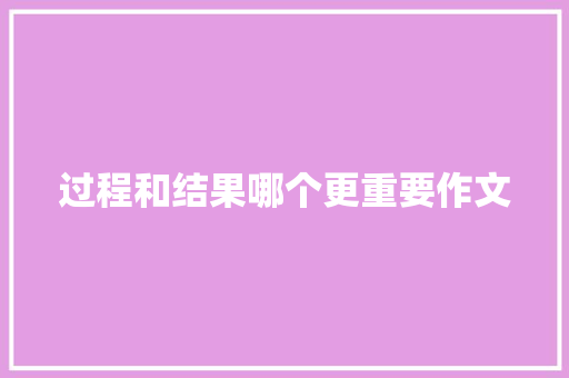 过程和结果哪个更重要作文