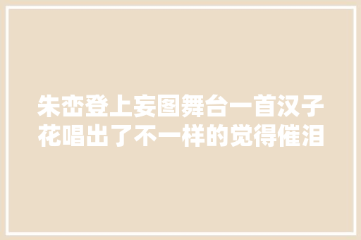 朱峦登上妄图舞台一首汉子花唱出了不一样的觉得催泪神曲 休闲娱乐
