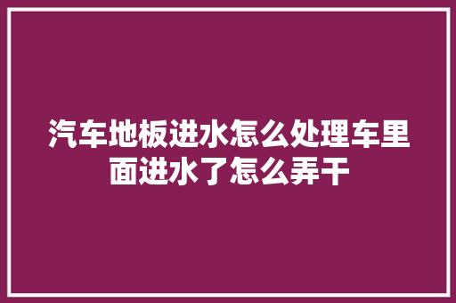 汽车地板进水怎么处理车里面进水了怎么弄干