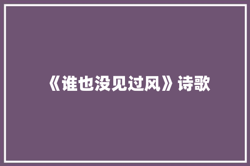 《谁也没见过风》诗歌