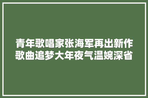 青年歌唱家张海军再出新作歌曲追梦大年夜气温婉深省人生 休闲娱乐