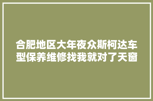 合肥地区大年夜众斯柯达车型保养维修找我就对了天窗漏水