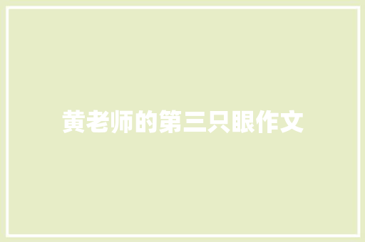 黄老师的第三只眼作文