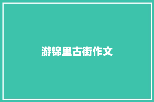 游锦里古街作文