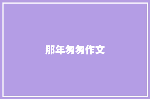 那年匆匆作文