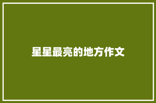 星星最亮的地方作文