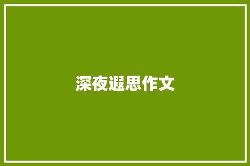 深夜遐思作文