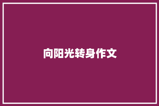 向阳光转身作文