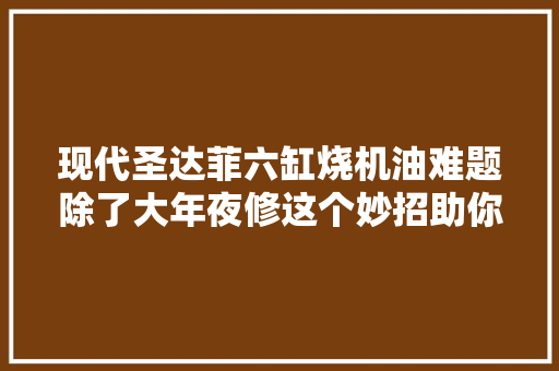 现代圣达菲六缸烧机油难题除了大年夜修这个妙招助你轻松占领恶疾 汽车知识
