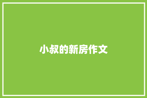 小叔的新房作文