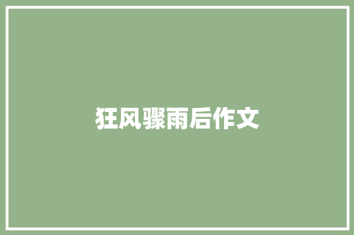 狂风骤雨后作文