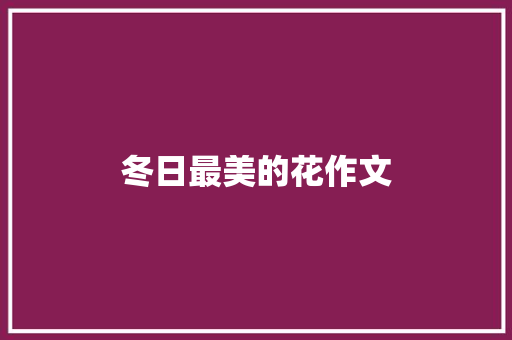 冬日最美的花作文 知识百科