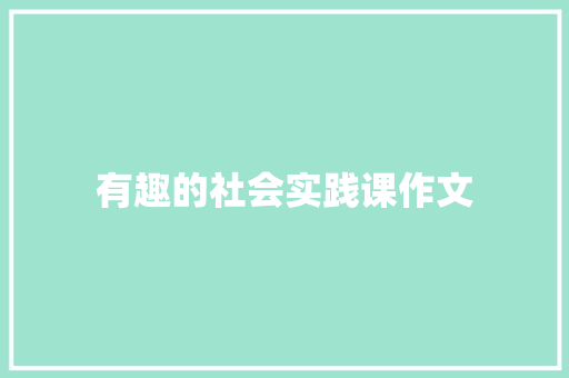 有趣的社会实践课作文