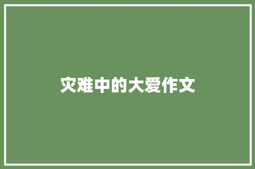 灾难中的大爱作文