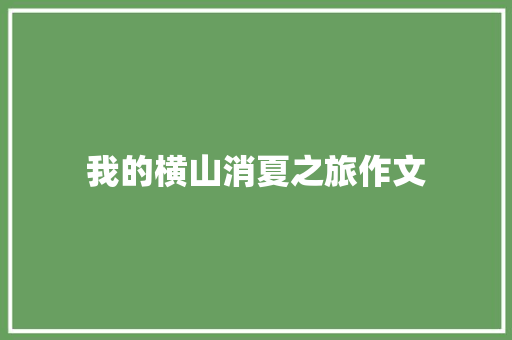 我的横山消夏之旅作文