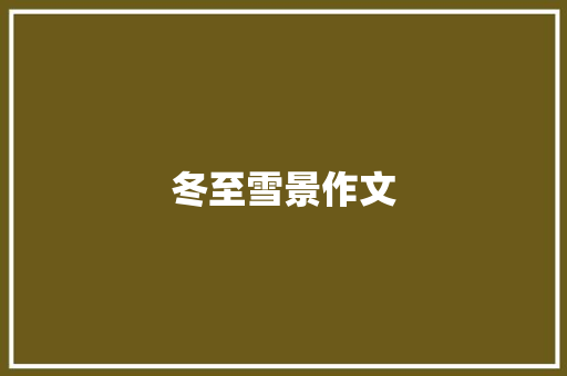 冬至雪景作文