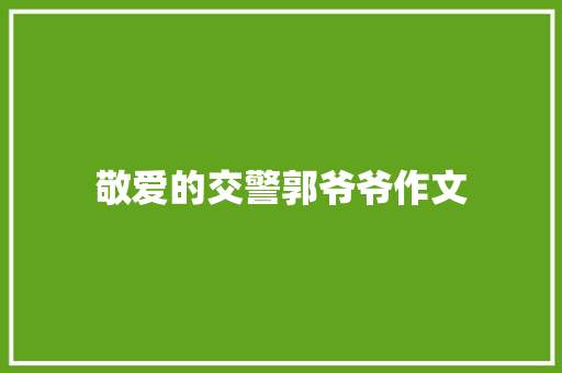 敬爱的交警郭爷爷作文