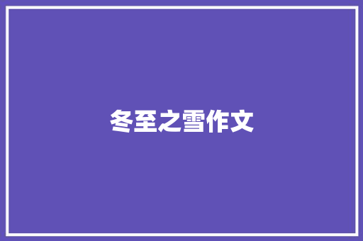 冬至之雪作文