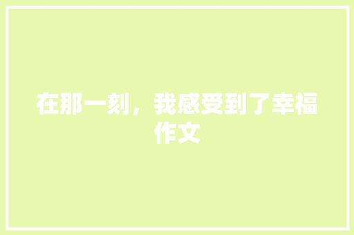 在那一刻，我感受到了幸福作文