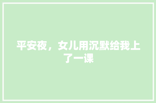 平安夜，女儿用沉默给我上了一课